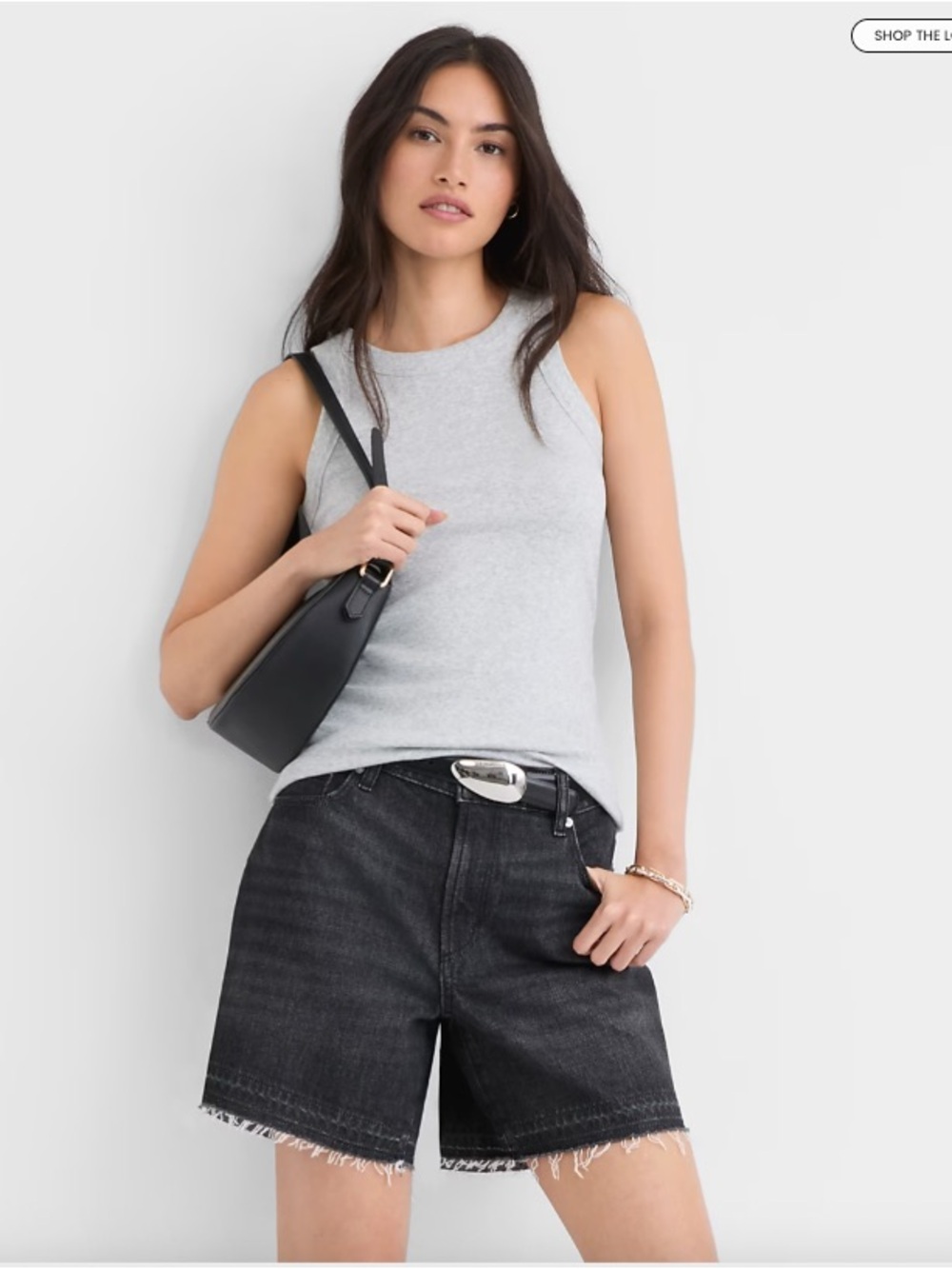 LOFT Perfect Tank Light Gray Sleeveless Ribbed Tank